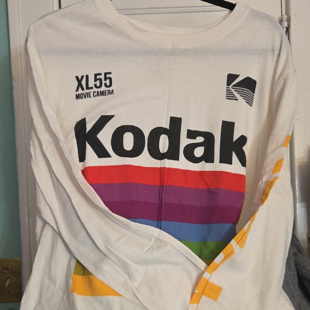 Kodak Kids Long Sleeve Tee - White with Rainbow Stripes - Picture 3 of 3